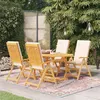 Image de vidaXL Salon de Jardin 5 pcs avec Coussins Mobilier de Salle à Manger d'Extérieur Table et Chaises à Dîner Patio Bois de Teck Massif