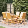 Image de vidaXL Salon de Jardin 7 pcs avec Coussins Mobilier de Salle à Manger d'Extérieur Table et Chaises à Dîner Patio Bois de Teck Massif