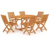 Image de vidaXL Ensemble de Salle à Manger de Jardin 7 pcs Table et Chaises à Dîner Mobilier de Salle à Manger de Patio Extérieur Bois de Teck Massif