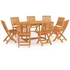 Image de vidaXL Ensemble de Salle à Manger de Jardin 9 pcs Table et Chaises à Dîner Mobilier de Salle à Manger de Patio Extérieur Bois de Teck Massif