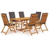 Image de vidaXL Salon de Jardin 7 pcs avec Coussins Mobilier de Salle à Manger d'Extérieur Table et Chaises à Dîner Patio Gris Bois de Teck Massif