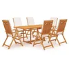 Image de Salon de jardin Vidaxl bois blanc 7 pieces 180.0 x 90 x 75 7 personnes