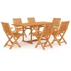 Image de vidaXL Ensemble de salle à manger de jardin 7 pcs Bois de teck massif