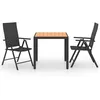 Image de Salon de jardin Vidaxl resine tressee noir 3 pieces 79.0 x 79 x 74 3 personnes