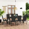 Image de Ensemble à manger de jardin 9 pcs noir et marron