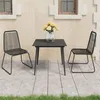 Image de Ensemble à manger de jardin 3 pcs PVC résine tressée noir