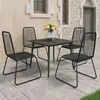 Image de Salon de jardin Vidaxl rotin noir 5 pieces 80.0 x 80 x 74 5 personnes