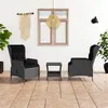 Image de Salon de jardin avec coussins 3 pcs résine tressée gris foncé