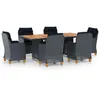 Image de Salon de jardin Vidaxl resine tressee gris 7 personnes 200.0 x 100 x 74 7 pieces