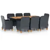 Image de Salon de jardin Vidaxl resine tressee gris 9 pieces 200.0 x 100 x 74 8 personnes