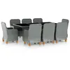 Image de Salon de jardin Vidaxl resine tressee gris 9 pieces 200.0 x 100 x 74 cm 8 personnes