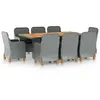 Image de 8 personnes Vidaxl 9 pieces salon de jardin resine tressee 200.0 x 100 x 74 gris