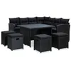 Image de Salon de jardin Vidaxl resine tressee noir 6 pieces 7 personnes