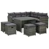 Image de Salon de jardin 6 pcs avec coussins résine tressée gris