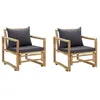 Image de Lot de 2 chaise vidaxl en bambou non pliable exterieur H. 71.5 cm bois