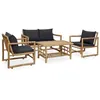 Image de Salon de jardin Vidaxl bambou gris 4 pieces 90.0 x 49.5 x 115.0 4 personnes