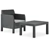 Image de Salon de jardin 2 pcs avec coussin PP Rotin Anthracite