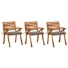 Image de Chaises à manger de jardin avec coussins lot de 3 Acacia massif