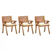 Image de Lot de 3 chaise vidaxl H. 87 cm non pliable exterieur en acacia marron