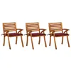 Image de Lot de 3 chaise vidaxl exterieur non pliable H. 87 cm en acacia rouge