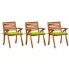 Image de Lot de 3 chaise vidaxl H. 87 cm empilable non pliable en acacia exterieur vert