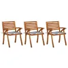 Image de Chaises à manger de jardin avec coussins lot de 3 Acacia massif