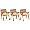 Image de Lot de 3 chaise vidaxl exterieur empilable non pliable H. 87 cm en acacia marron