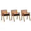Image de Lot de 3 chaise Vidaxl H. 87 cm en acacia noir exterieur
