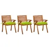 Image de Chaises à manger de jardin avec coussins lot de 3 Acacia massif