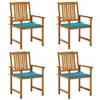 Image de Chaises de jardin avec coussins lot de 4 Bois d acacia massif
