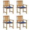 Image de Chaises de jardin avec coussins lot de 4 Bois d acacia massif