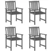 Image de Chaises de jardin et coussins lot de 4 Gris Bois acacia massif