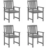 Image de Chaises de jardin et coussins lot de 4 Gris Bois acacia massif
