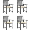 Image de Lot de 4 chaise vidaxl en bois massif non pliable H. 92 cm exterieur gris