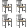 Image de Lot de 4 chaise vidaxl en bois massif H. 92 cm gris exterieur