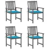 Image de Chaises de jardin et coussins lot de 4 Gris Bois acacia massif