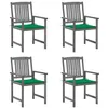 Image de Chaises de jardin et coussins lot de 4 Gris Bois acacia massif