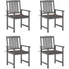 Image de Chaises de jardin et coussins lot de 4 Gris Bois acacia massif
