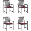 Image de Lot de 4 chaise vidaxl H. 92 cm empilable non pliable exterieur en bois massif gris