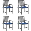 Image de Chaises de jardin et coussins lot de 4 Gris Bois acacia massif