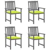Image de Chaises de jardin et coussins lot de 4 Gris Bois acacia massif