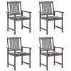 Image de Lot de 4 chaise Vidaxl H. 92 cm exterieur gris en bois massif