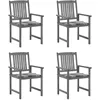 Image de Chaises de jardin et coussins lot de 4 Gris Bois acacia massif