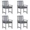 Image de Chaises de jardin et coussins lot de 4 Gris Bois acacia massif