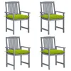 Image de Chaises de jardin et coussins lot de 4 Gris Bois acacia massif