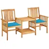 Image de Chaises de jardin avec table à thé et coussins Acacia solide