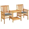 Image de Chaises de jardin avec table à thé et coussins Acacia solide