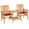 Image de Chaises de jardin avec table à thé et coussins Acacia solide