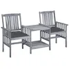 Image de vidaXL Chaises de jardin avec table à thé et coussins Acacia solide, 159 x 61 x 92 cm, Gris, anthracite