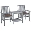 Image de vidaXL Chaises de jardin avec table à thé et coussins Acacia solide, 159 x 61 x 92 cm, Gris, taupe